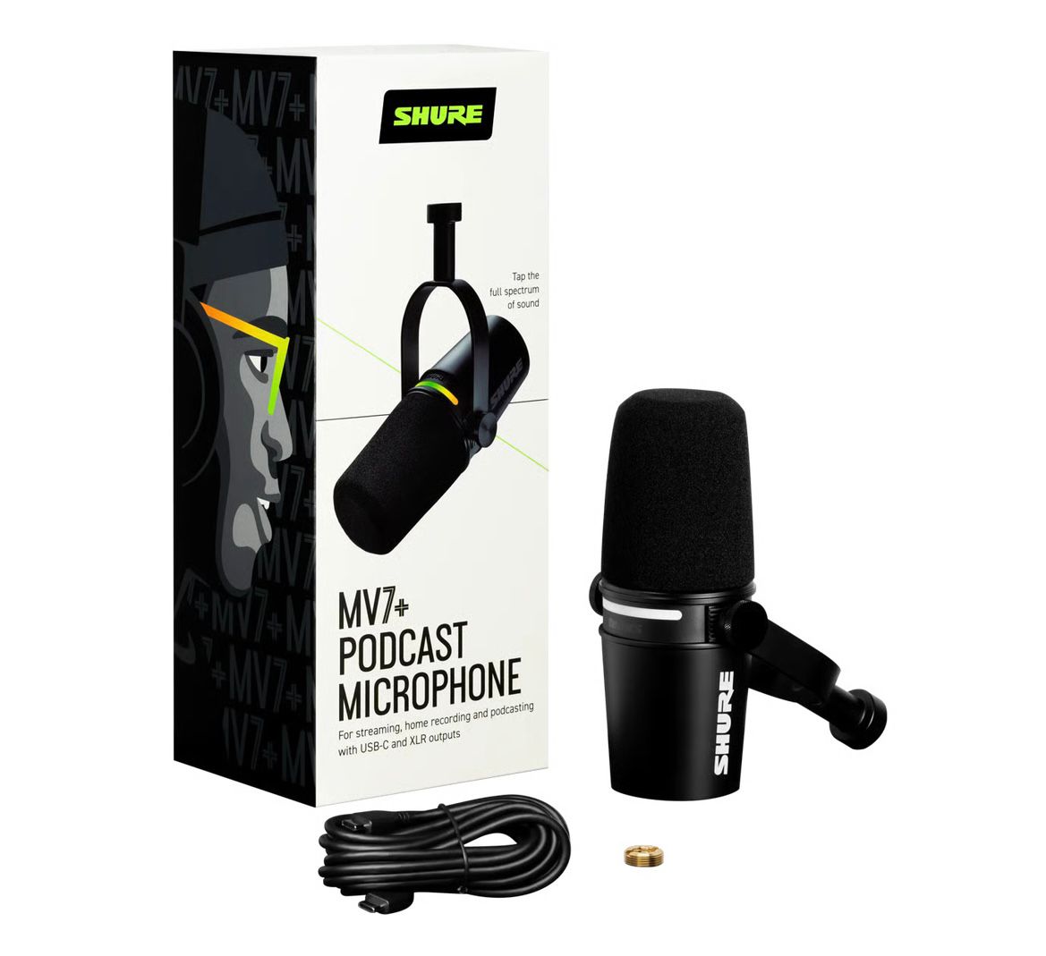 Shure MV7+(Microphone dynamique hybride USB/XLR pour podcast & streaming)